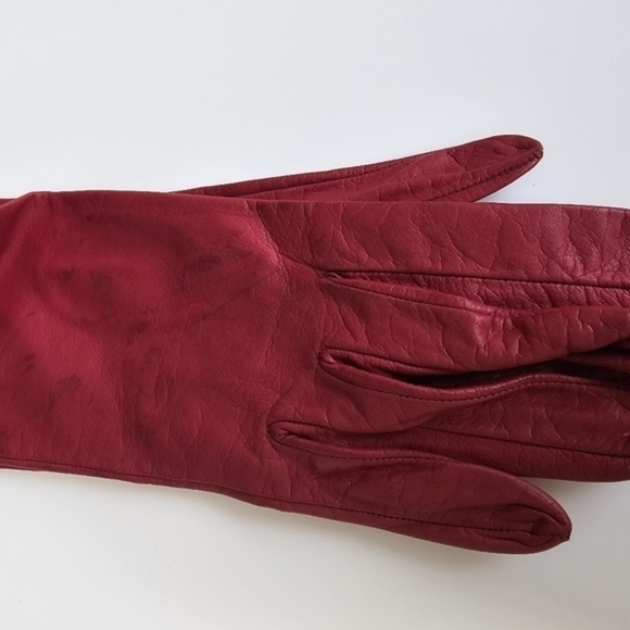 Vintage red leather gloves by Sermoneta, made in Italy - Picture 8 of 10